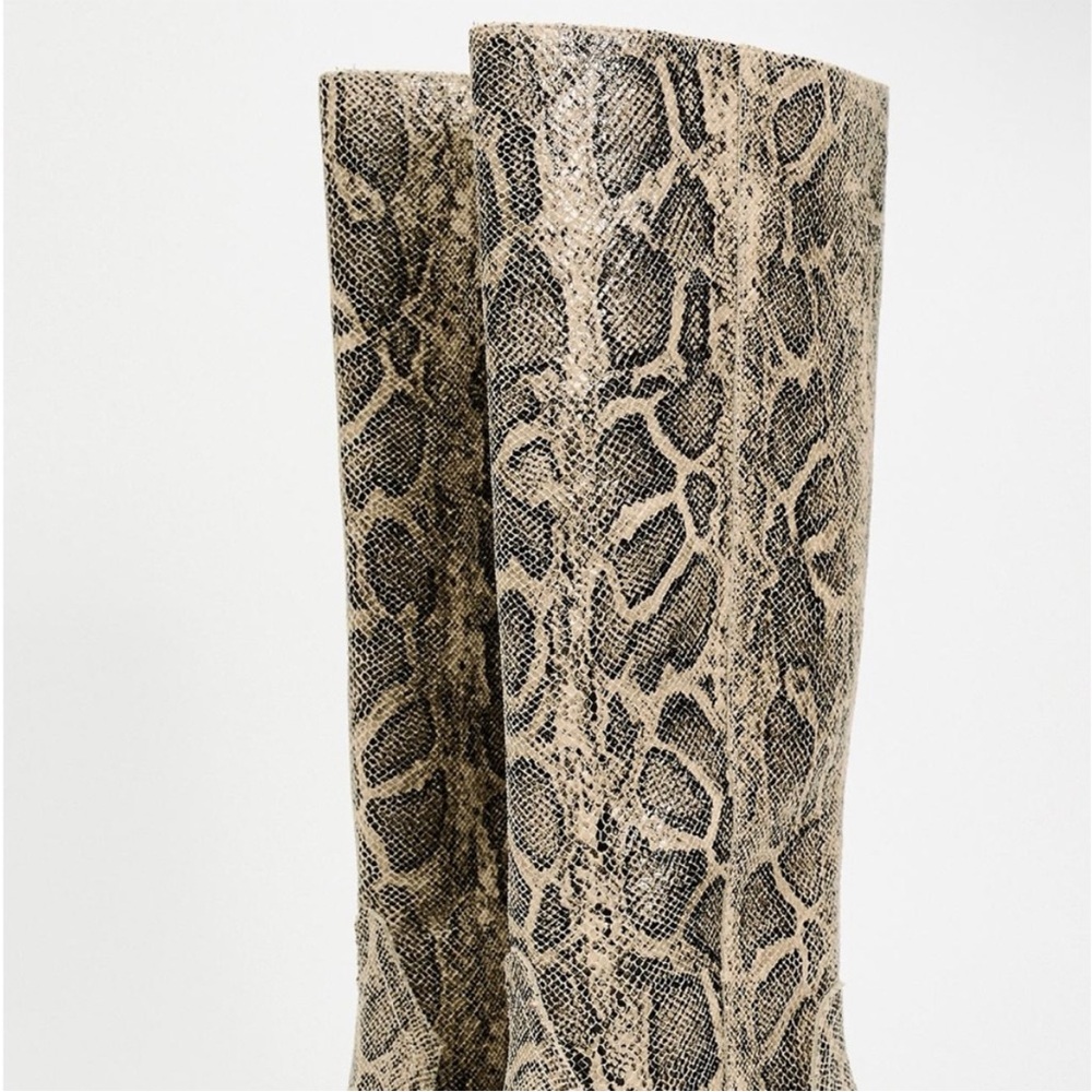 Zara Snakeskin Knee-High Boots - Picture 8 of 13